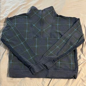Free People plaid quarter zip with pockets